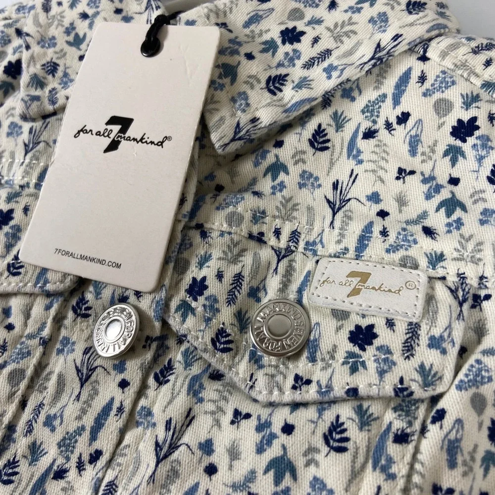 7 For All Mankind Baby Floral Jacket/Shirt/Shorts Set 12M Marshmallow Crème NEW‎
